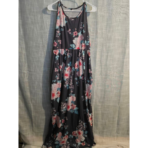 Women's‎ ZZERI Maxi Dress Size XL Gray Floral - Picture 1 of 7